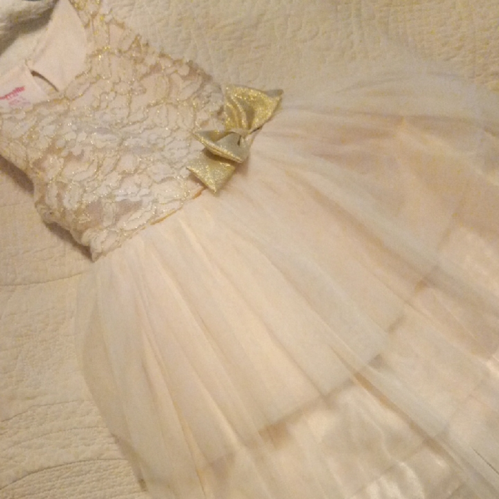 Nannette Kids Lace Dress with Gold Accents